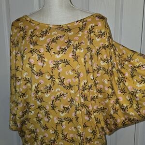 Floral Yellow Batwing Top